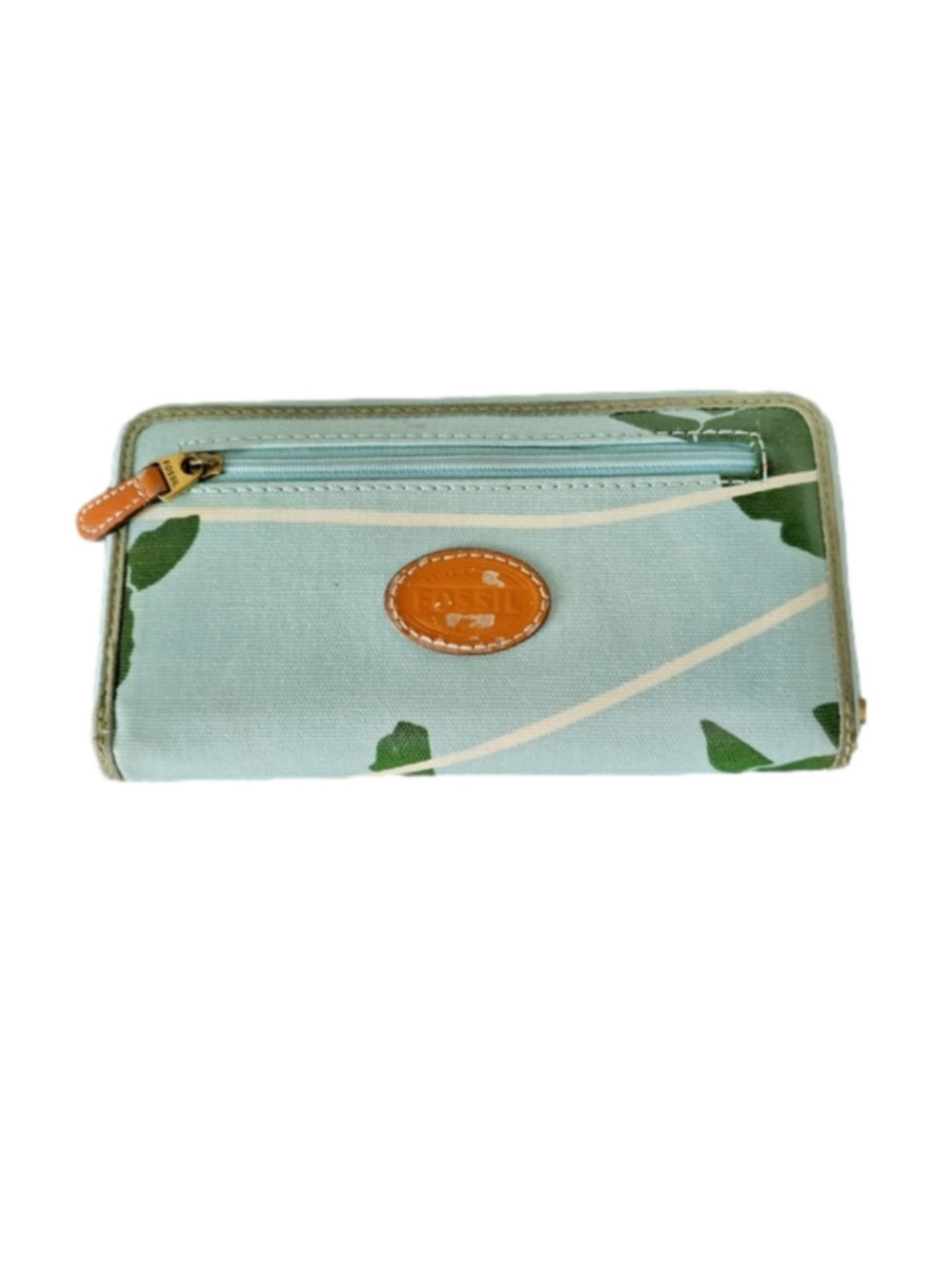 Fossil Turquoise Sea Turtle Print ZIP around Large Wallet - Picture 1 of 5